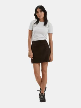 Afends Gretal Hemp Check Corduroy Mini Skirt - Coffee