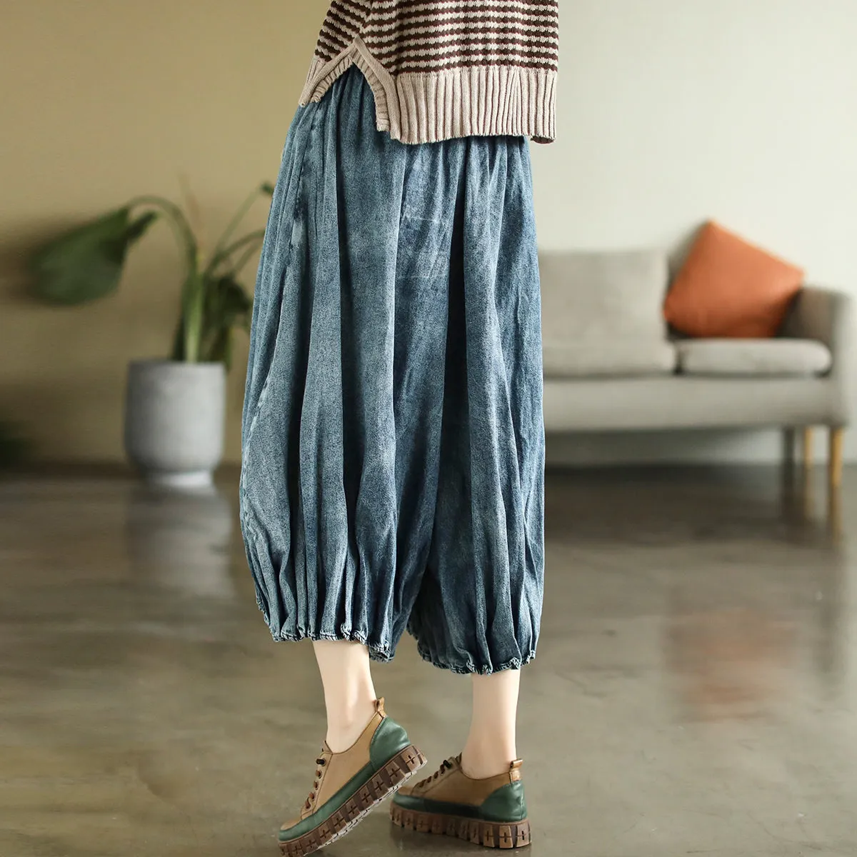 Autumn Retro Loose Cotton Denim Skirt