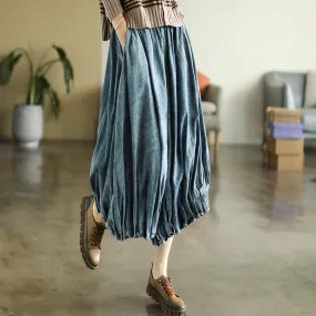 Autumn Retro Loose Cotton Denim Skirt