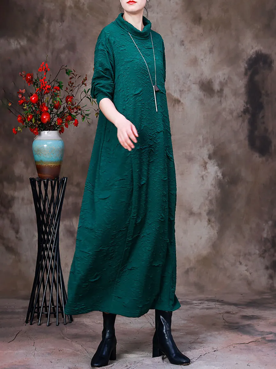 Autumn Vintage Solid Women Long Dress