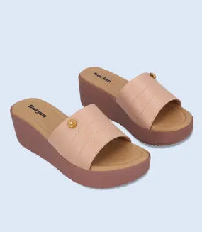 BW8322-NUDE-Women Platform Slippers