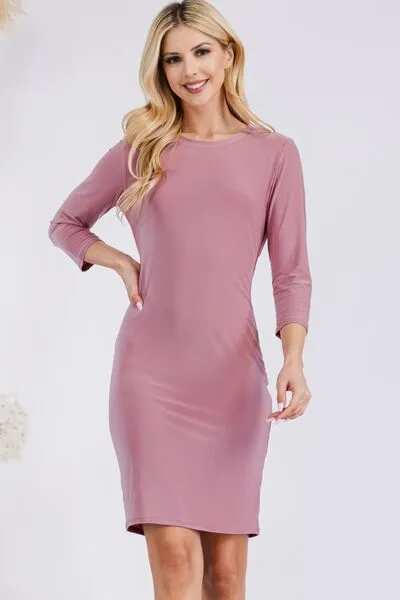 Celeste Full Size Round Neck Long Sleeve Slim Dress