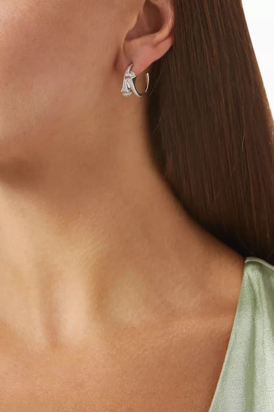 Classic and simple silver Color full of Stone Earrings S4514652