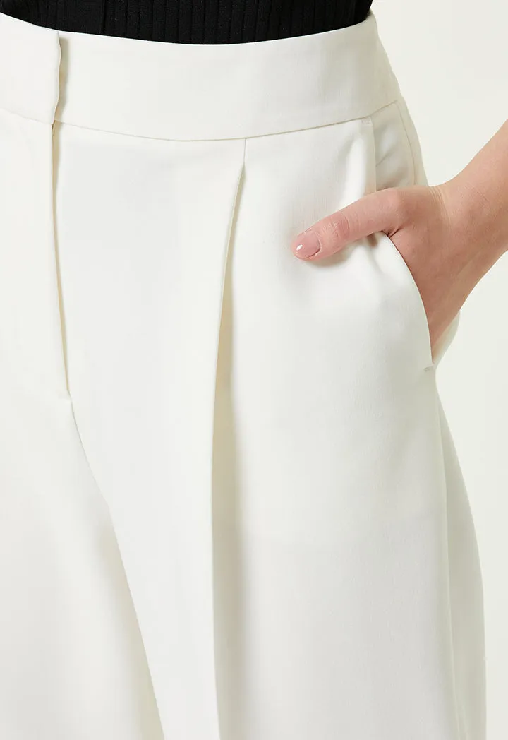 Club High Waist Pleated Detailed Trouser White