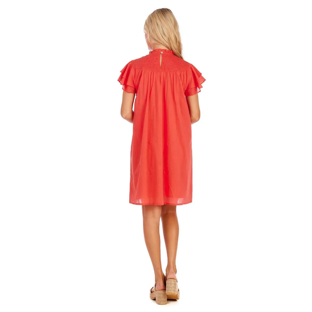 Coral Bowers Smocked Dress