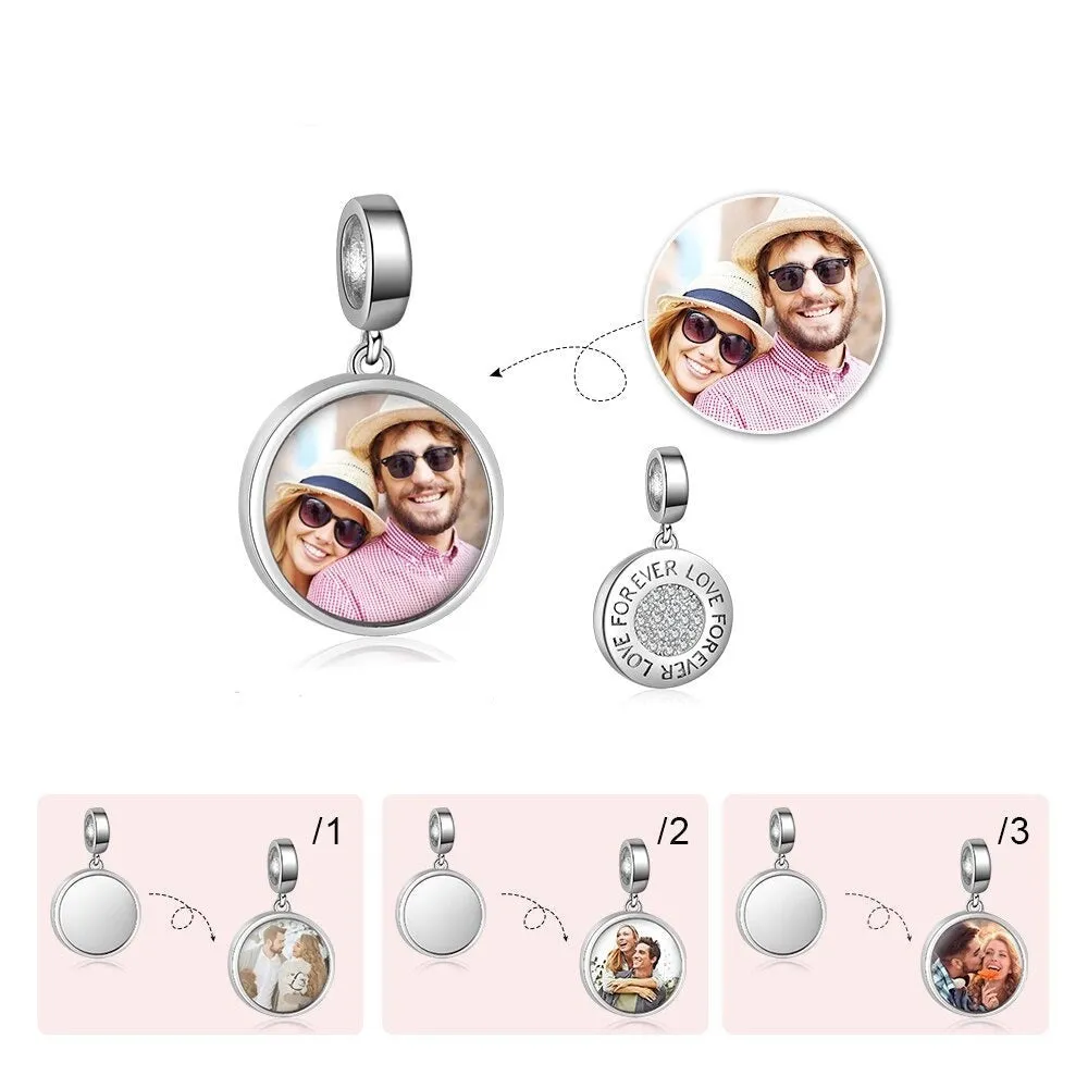 Custom Photo Round Charms Fit Bracelets Pendant