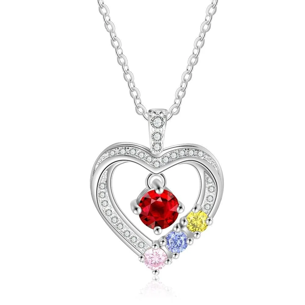 Customized Birthstone Heart-Shaped Necklace