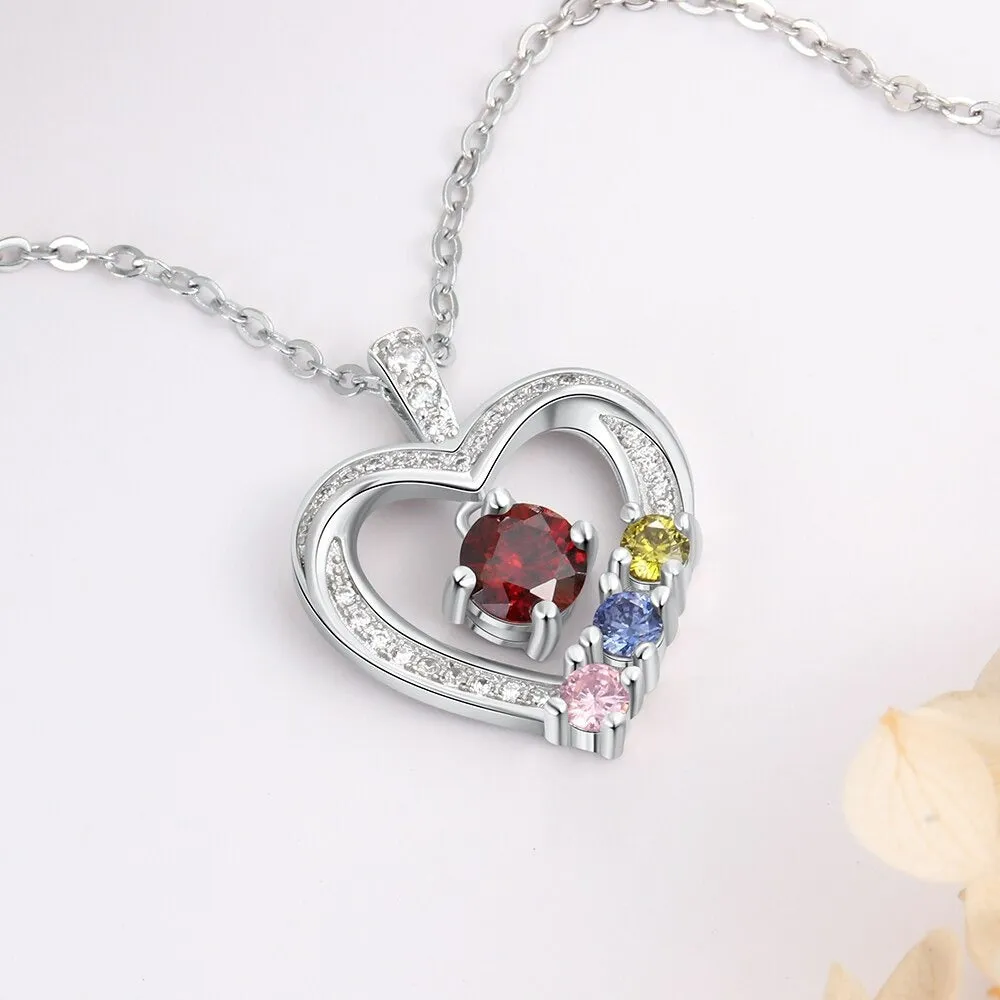 Customized Birthstone Heart-Shaped Necklace