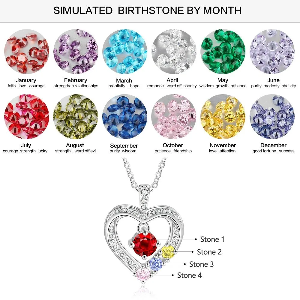 Customized Birthstone Heart-Shaped Necklace