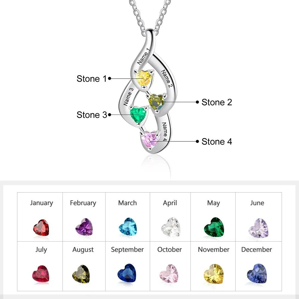 Customized Birthstone Pendants Of 4 Stones