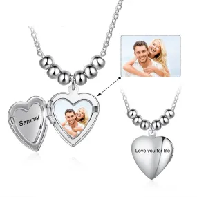 Customized Photo & Name Engraved Beaded Necklace