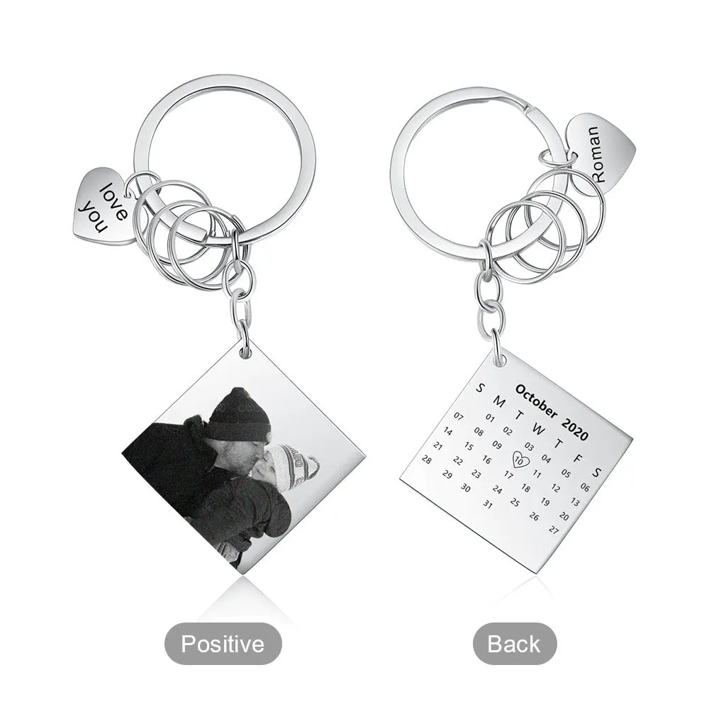 Customized Photo Calendar & Name Engraving Keychain