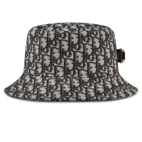 Dior Oblique Jacquard Navy Blue Beige Cotton Bucket Hat