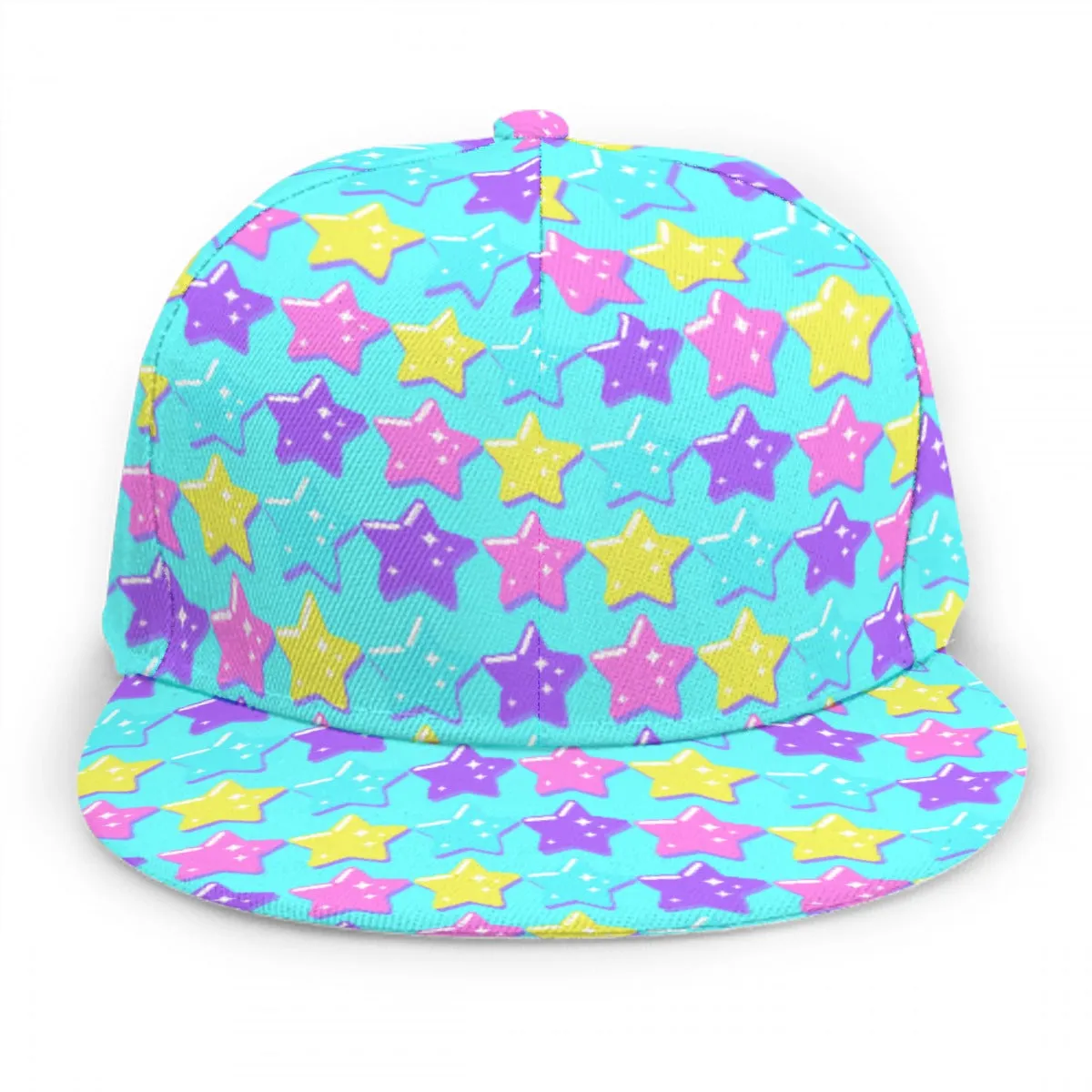 Electric Star Wave Blue Baseball Cap With Flat Brim