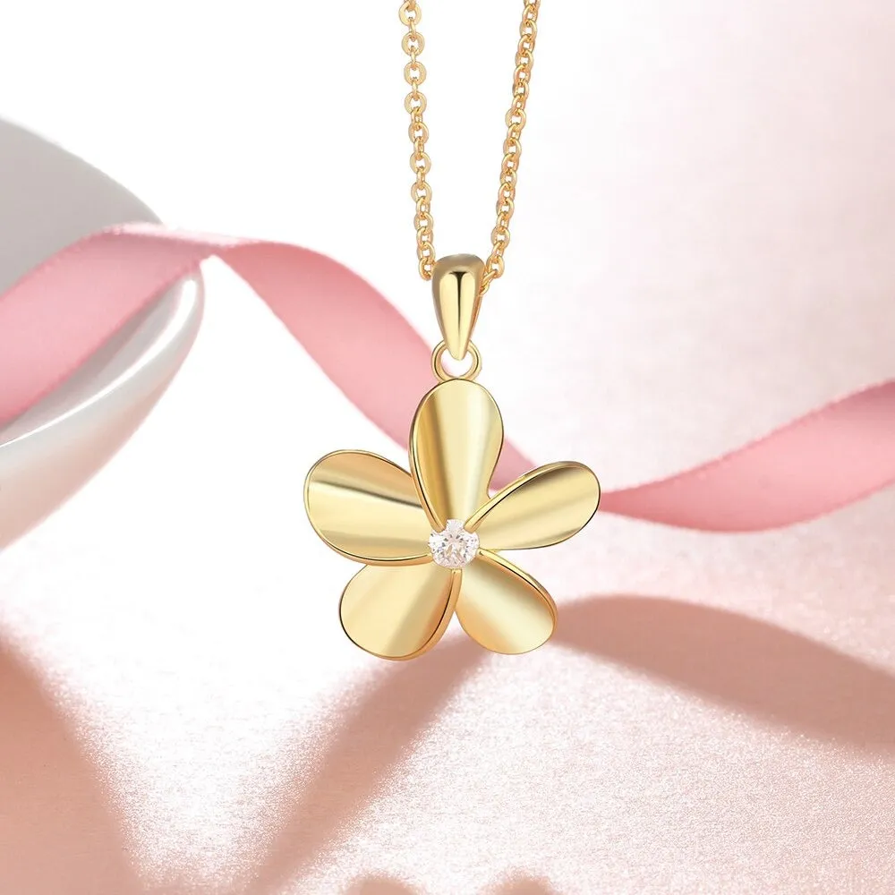 Elegant Flower Necklace With Zirconia For Women