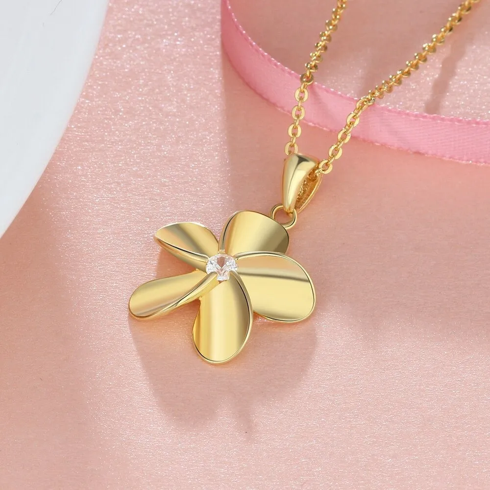 Elegant Flower Necklace With Zirconia For Women