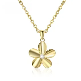 Elegant Flower Necklace With Zirconia For Women