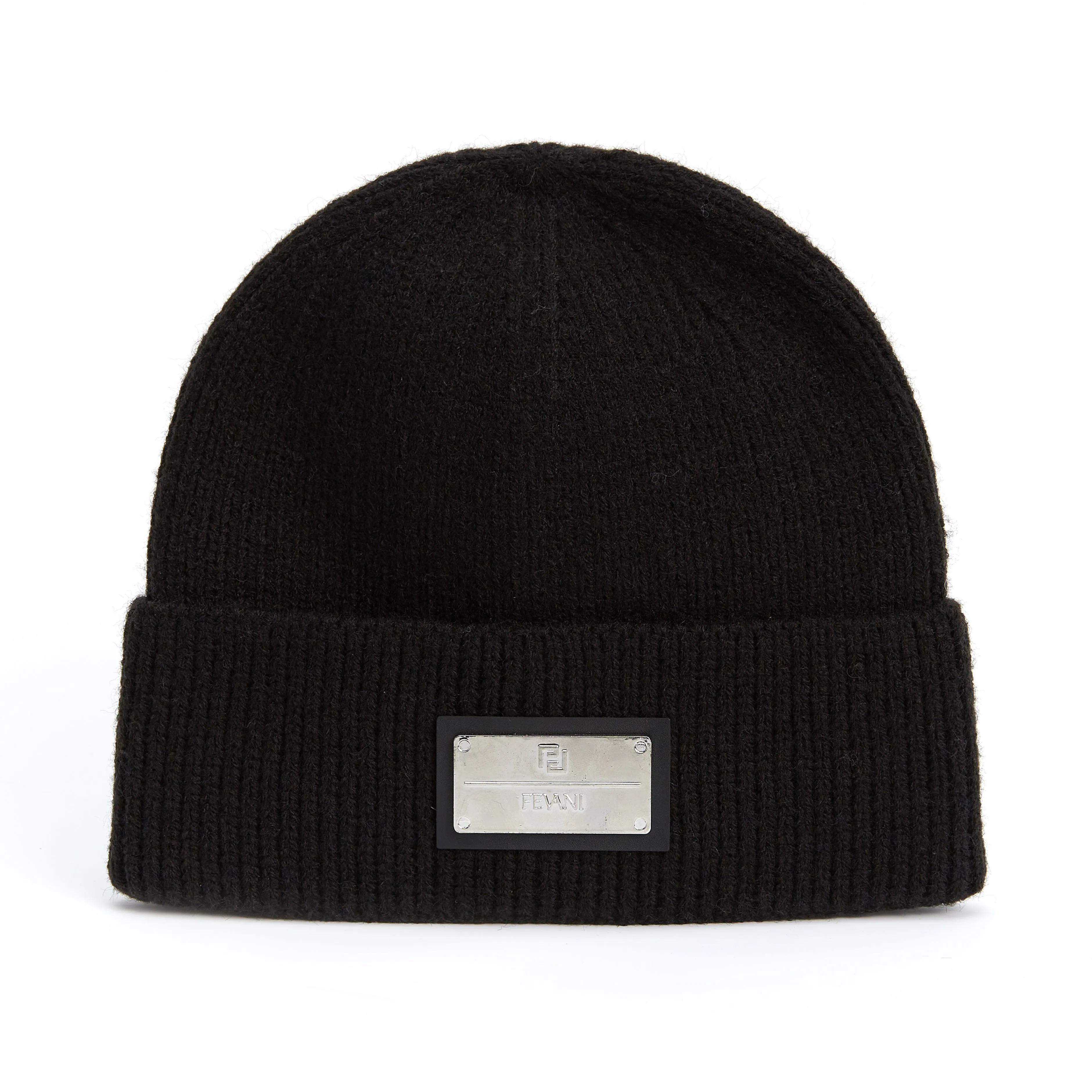 Fevani Metal Badge Wool Hat in Black