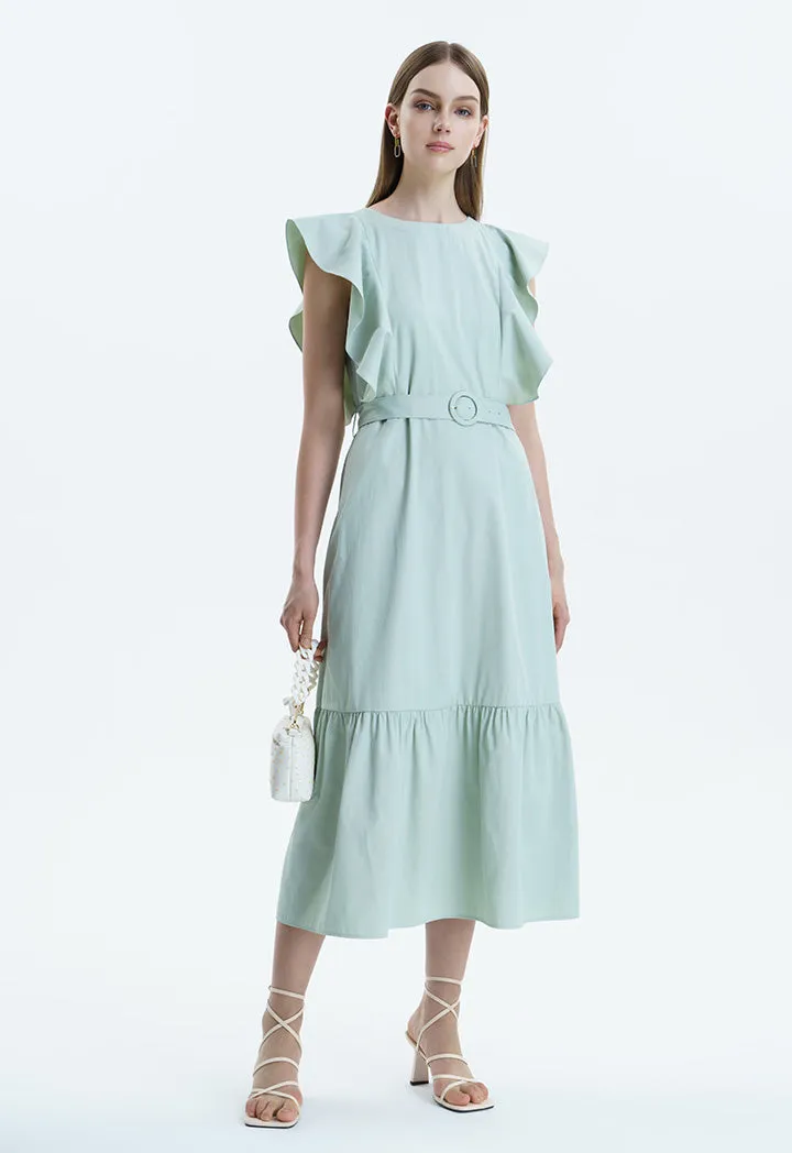 Frilled Armhole Classic Sleeveless Dress