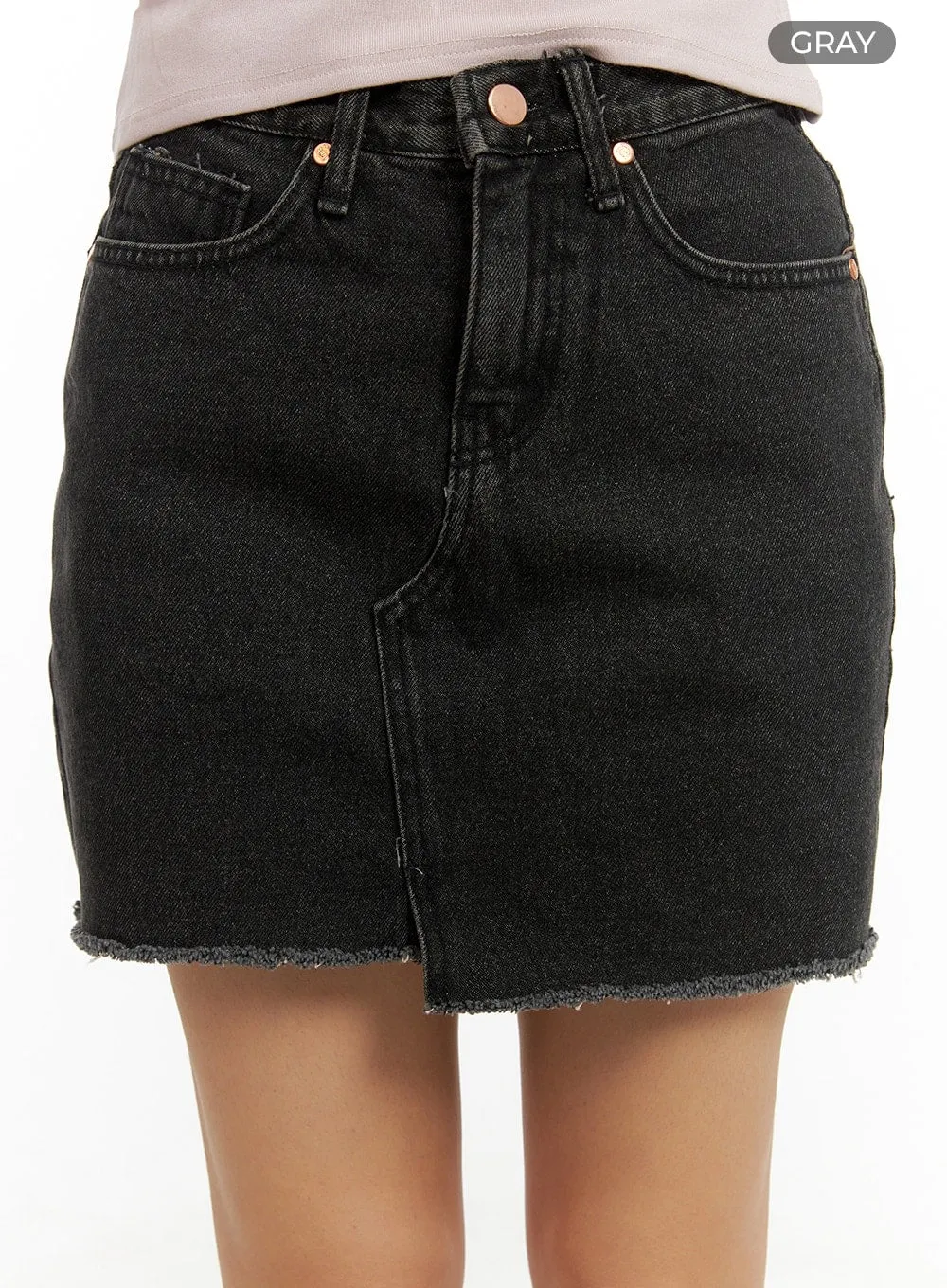 Front Slit Denim Mini Skirt CA415