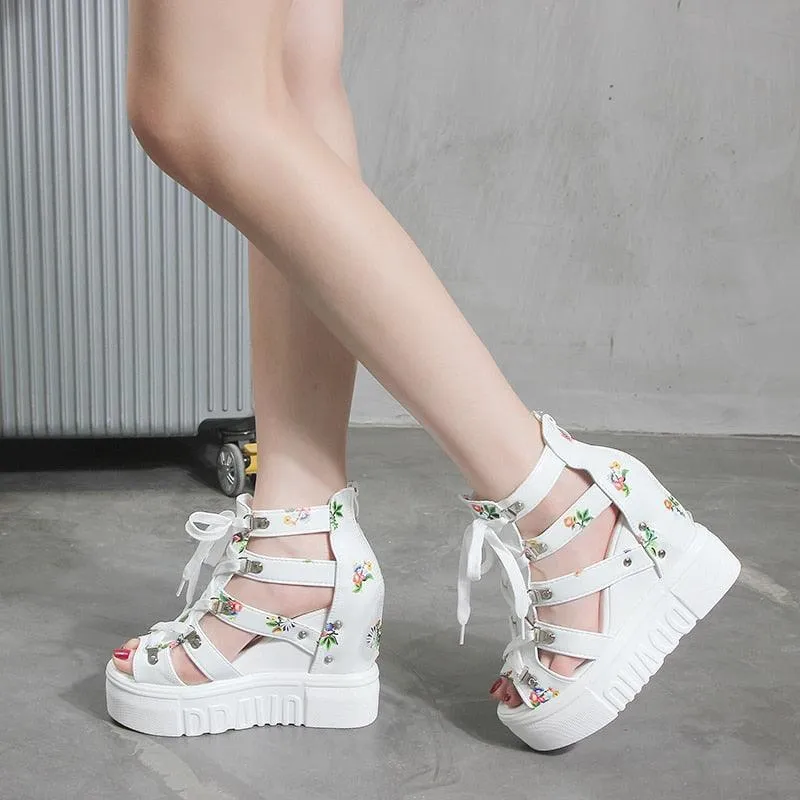 Girly Printed Wedge Shoes