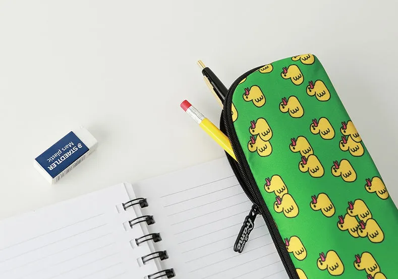 Green Yellow Duck Graphic Pencil Cases Stationery Zipper School 19cm Office Cosmetics Pouches Artists Designer Prints Gifts Bags Purses Students Girls Erasers