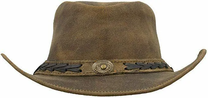 Hazy Blue Unisex Cowboy Distressed Leather Hat - Detroit