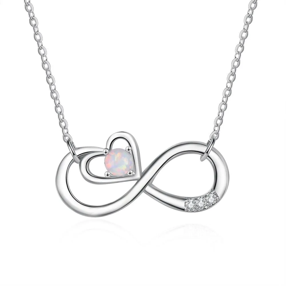 Infinity Heart-Shaped Pendant with Cubic Zirconia