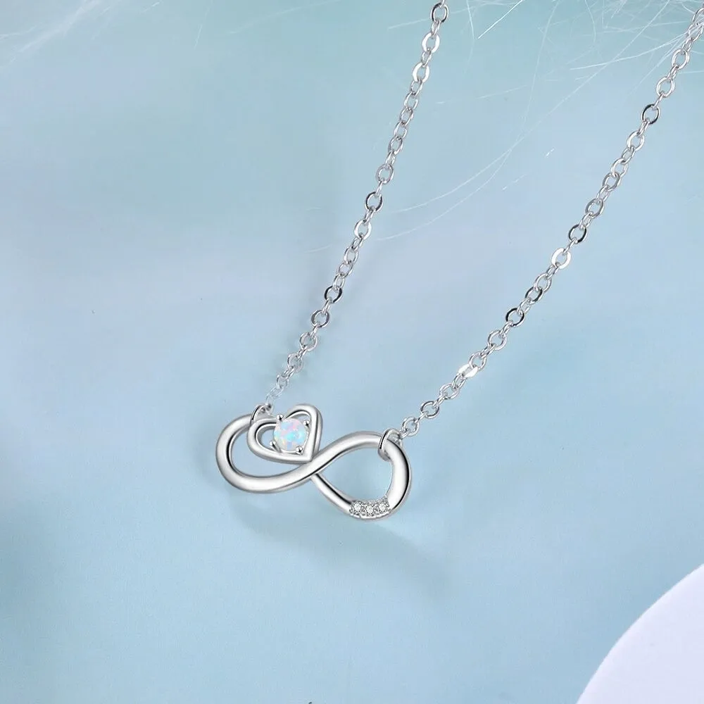 Infinity Heart-Shaped Pendant with Cubic Zirconia