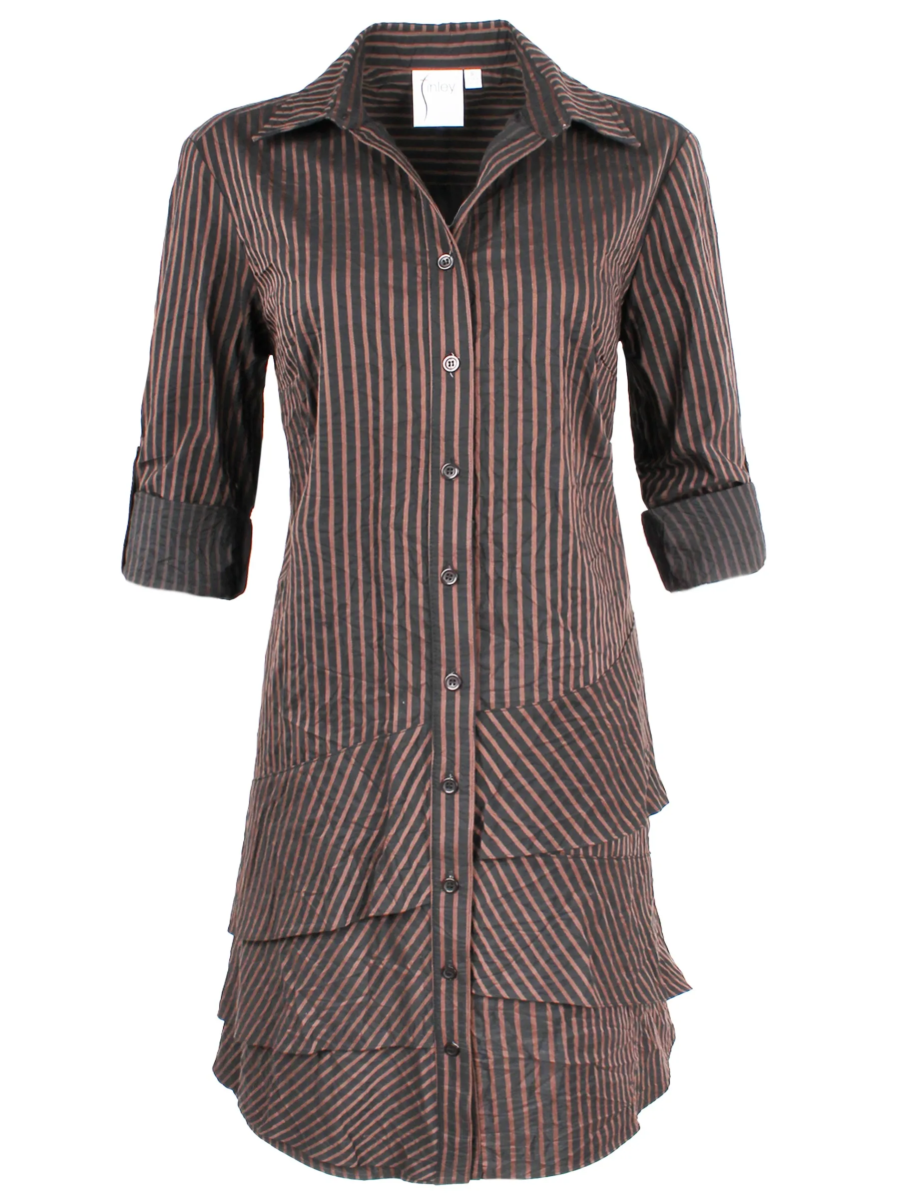 Jenna Dress Brown/Black Crushed Spectator Stripe - Webstore Exclusive