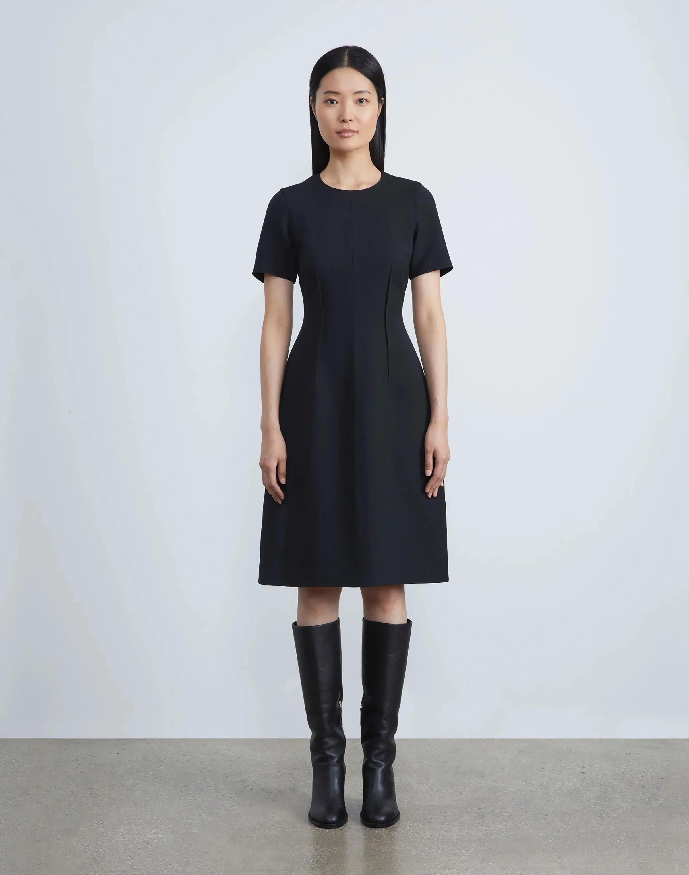 LAFAYETTE 148 Wool-Silk Crepe Flared Dress