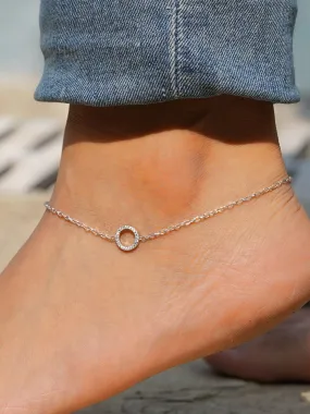 Love Circle Silver Anklet For Women