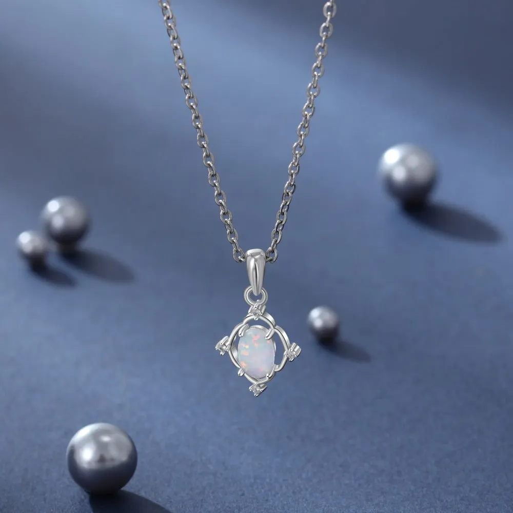 Luxury White Fire Opal Necklaces for Women