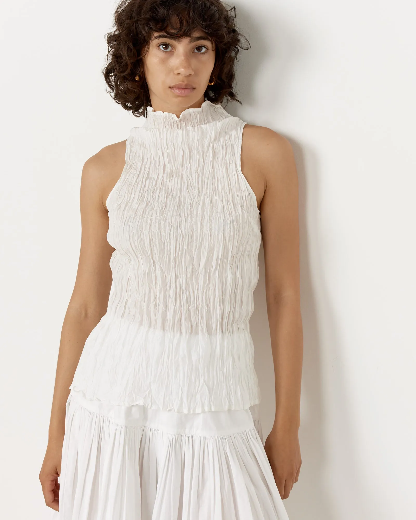 Mauny Pleated Top in Chalk