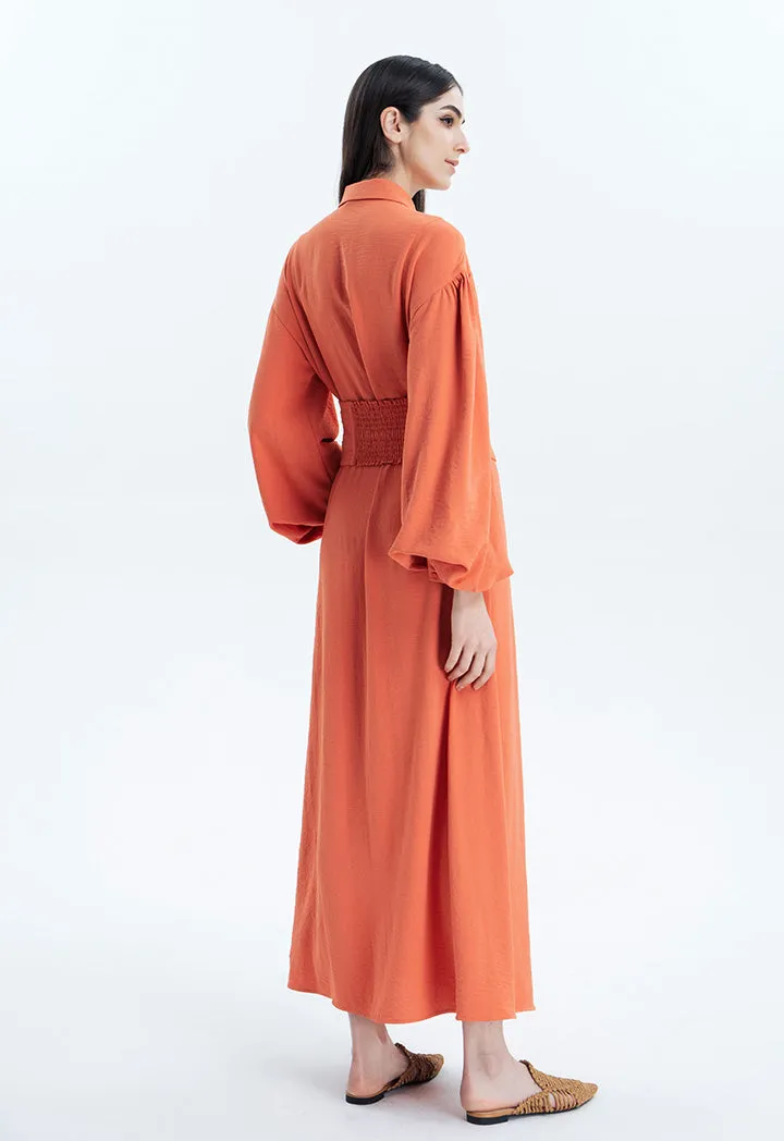 Maxi Shirt Dress With Wide Belt