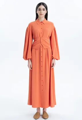 Maxi Shirt Dress With Wide Belt