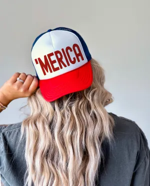 'Merica USA Trucker Hat/ Mens Trucker Hats/ Funny Fathers Day Gift/ July 4th Hat