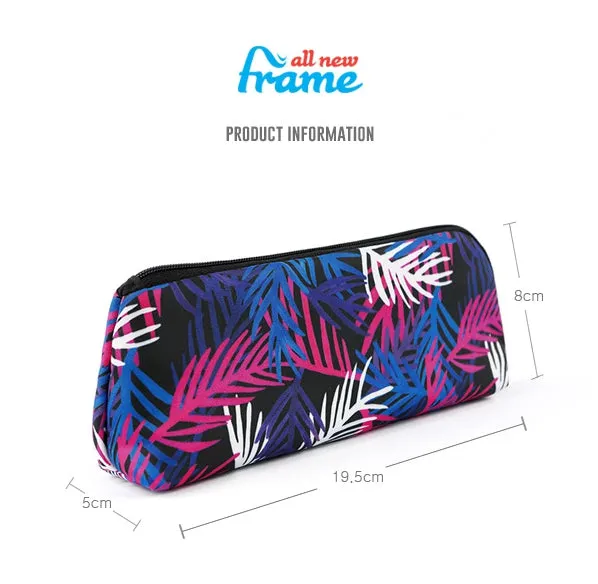 Multi-colored Black Purple Blue Tropical Floral Flower Graphic Pencil Cases Stationery Zipper School 19cm Office organizers cosmetic pouches Gifts Bags Purses