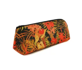 Orange Red Tropical Flowers Graphic Pencil Cases Flowers Stationery Zipper School 19cm Office Cosmetics Pouches Artists Designer Prints Gifts Bags Purses Students Inner Pocket