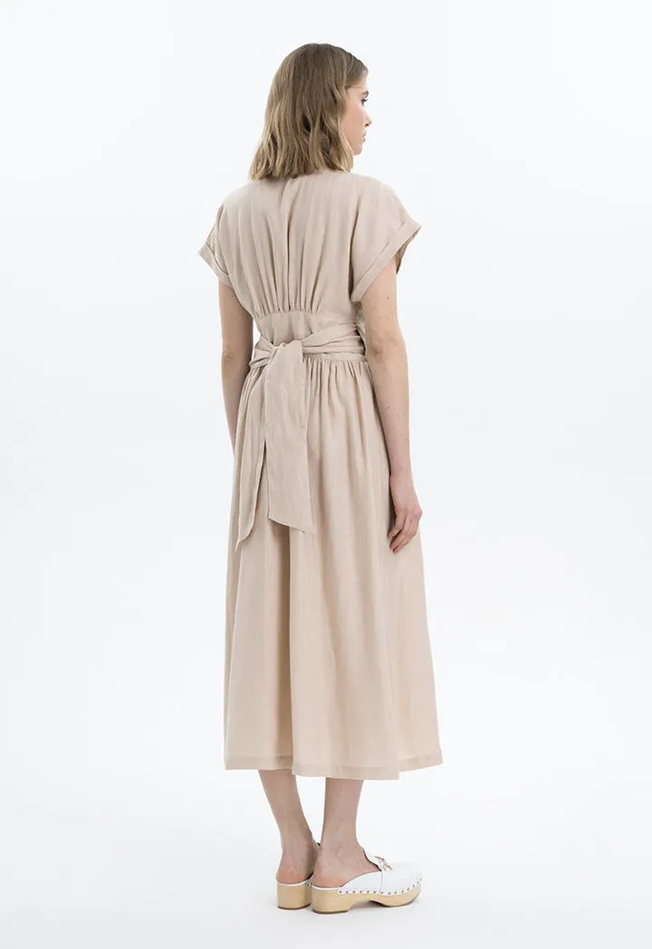 Over Lapped Linen Dress