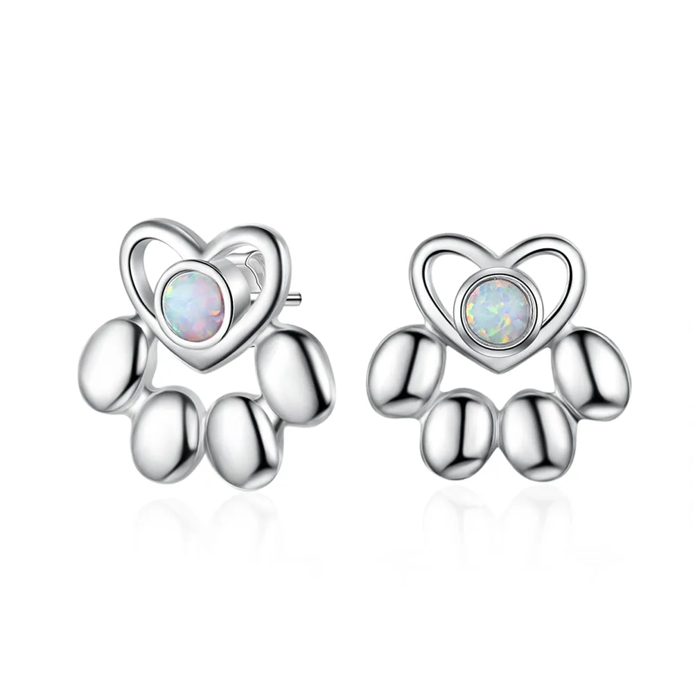 Paw Stud Opal Earrings For Women