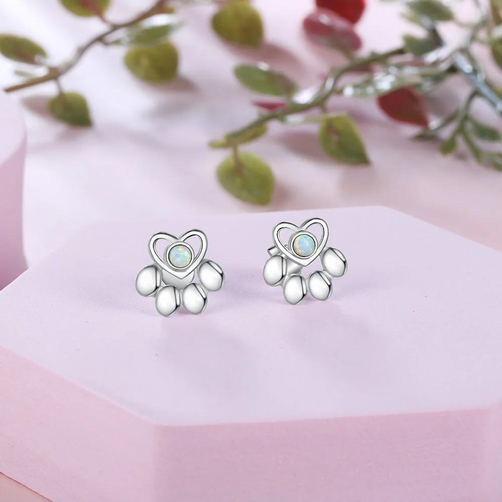 Paw Stud Opal Earrings For Women