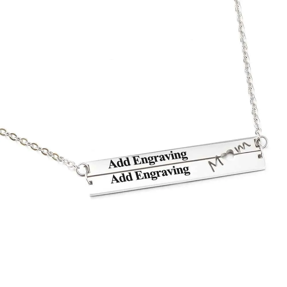 Personalized 2 Names Stainless Steel Bar Necklace