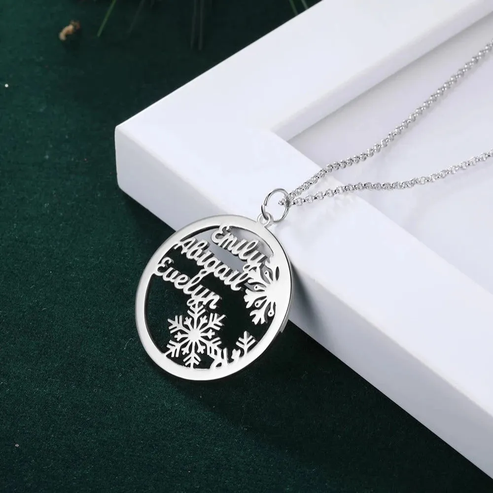 Personalized 3 Names Snowflake Necklaces Pendants