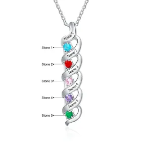 Personalized 5 Stones Twisted Pendant