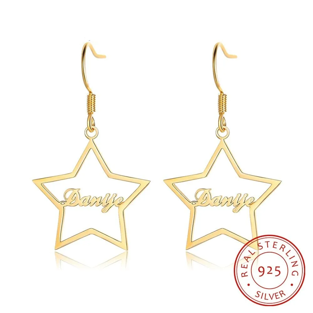 Personalized Custom 1 Name Dangle Earrings