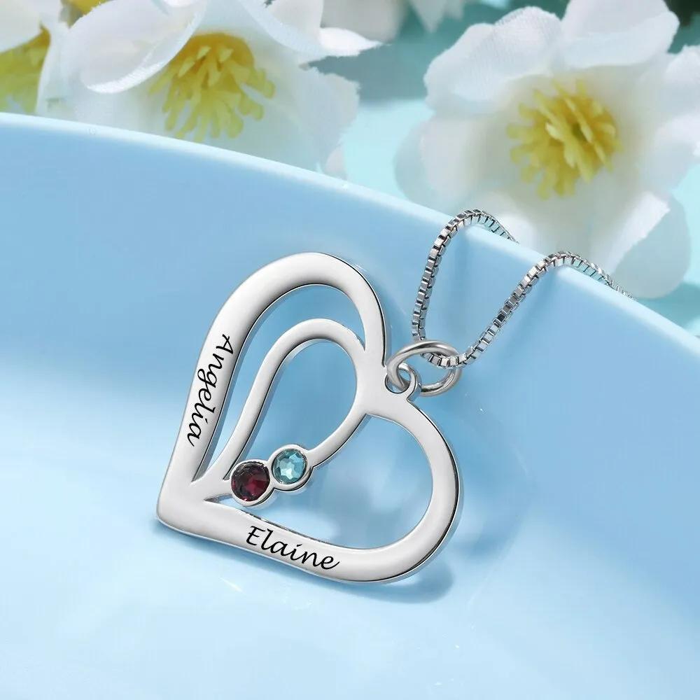 Personalized Engraved Name Heart-Shaped Necklaces