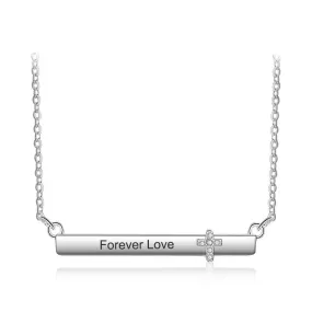 Personalized Name Necklace Strip-Shape With Cross