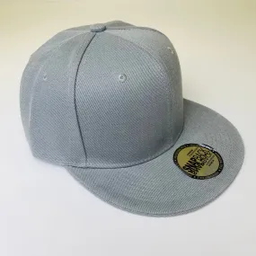 Plain Snapback 5 Panel Hat - Heather Grey