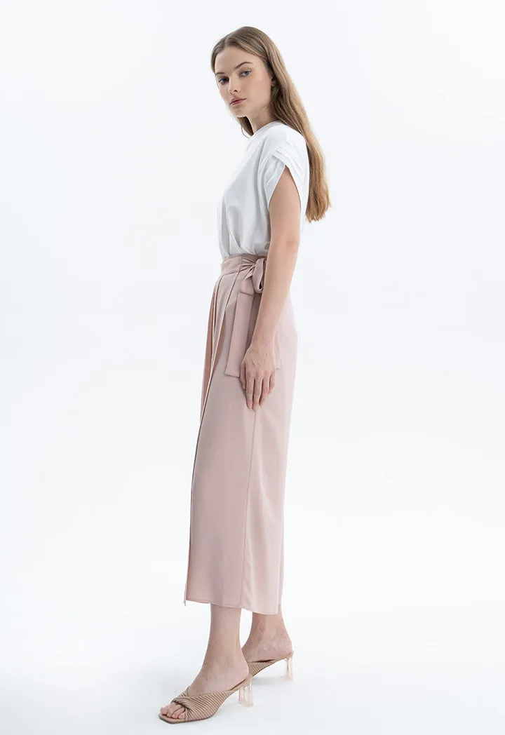 Pleated Wrap Solid Trouser